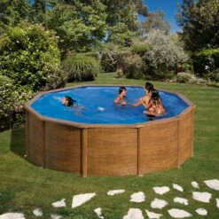 GRE Piscine Acier Gré Aspect Bois Pacific Ronde -Piscine Soldes 2024 piscine acier gre aspect bois pacific ronde 2