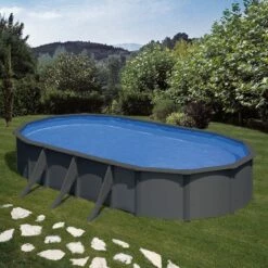 Piscine Acier Gre Aspect Gris Anthracite Louko Ovale