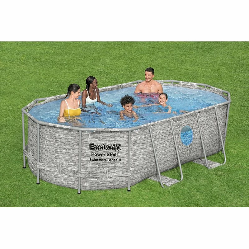 Piscine Bestway Ovale Power Steel Swim Vista Décor Pierre 4,27 X 2,50 H1,00m 8 Piscine Bestway Ovale Power Steel Swim Vista Décor Pierre 4,27 X 2,50 H1,00m – Image 6