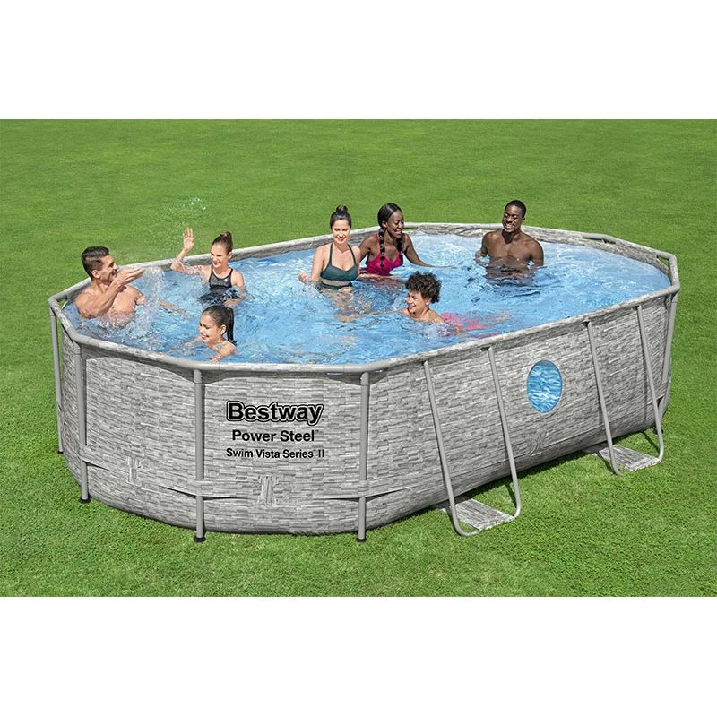 Piscine Bestway Ovale Power Steel Swim Vista Décor Pierre 4,88 X 3,05 H1,07m 5 Piscine Bestway Ovale Power Steel Swim Vista Décor Pierre 4,88 X 3,05 H1,07m – Image 3