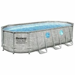 Piscine Bestway Ovale Power Steel Swim Vista Décor Pierre 5,49 X 2,74 H1,22m