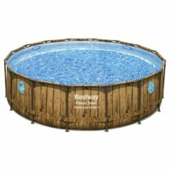 Piscine Bestway Ronde Power Steel Swim Vista Décor Bois 4,88 X H1,22m