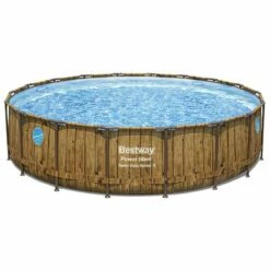 Piscine Bestway Ronde Power Steel Swim Vista Décor Bois 5,49 X H1,22m